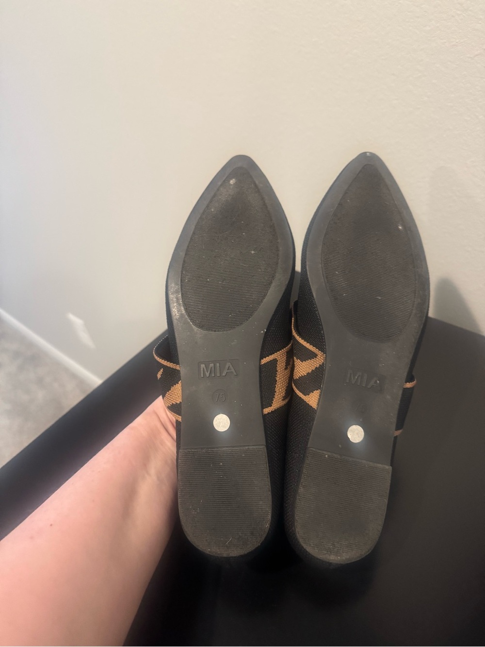 MIA Black and Tan Pointed Mary Jane Flats - Picture 5 of 5